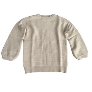 Beige Girls Oversized Crewneck Sweaters